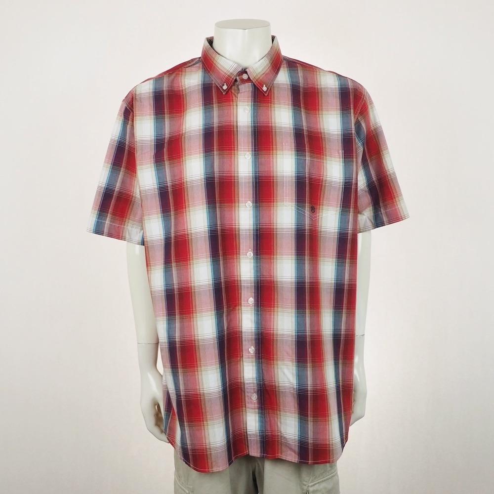 New Roper Western Button Down Shirt Mens Sz XL Red Plaid Cotton Blend Cowboy